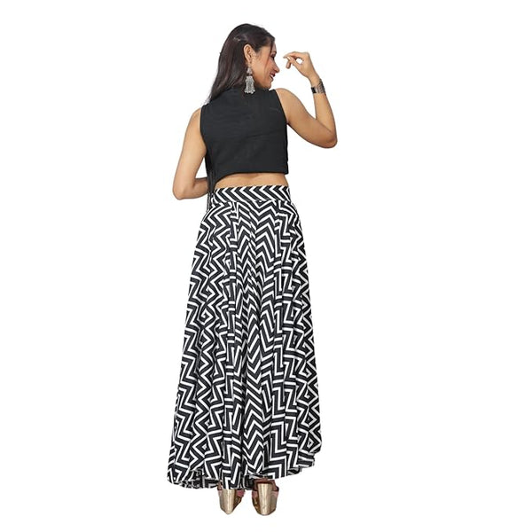 JYESHTA Women's American Crepe Wrao Floral Printed Skirt with Ruffle Hem and Elastic Waistband Closure | Skirts for Woman